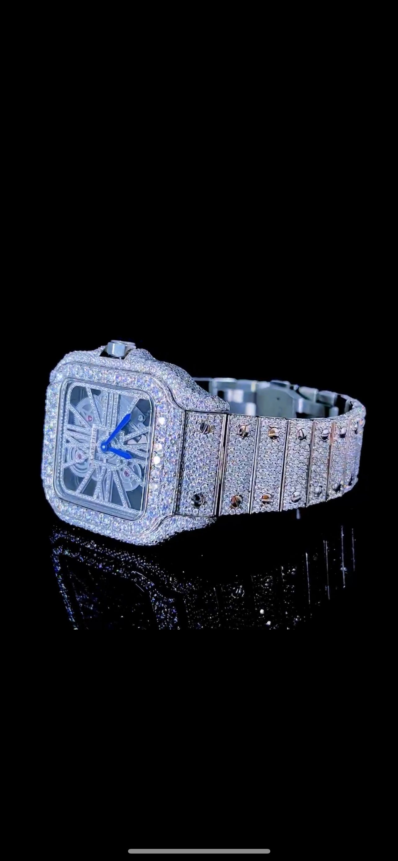 Flawless D color Moissanite Cartier Santos