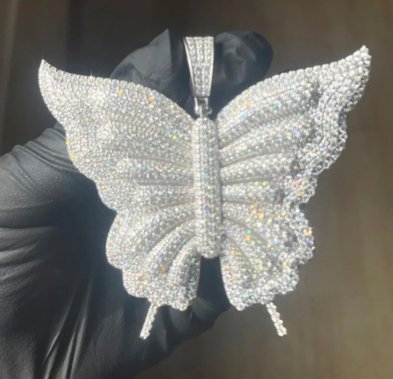 Beautiful butterfly pendant VVS D Moissanite (engrave meant on back of pendant available for extra cost) 