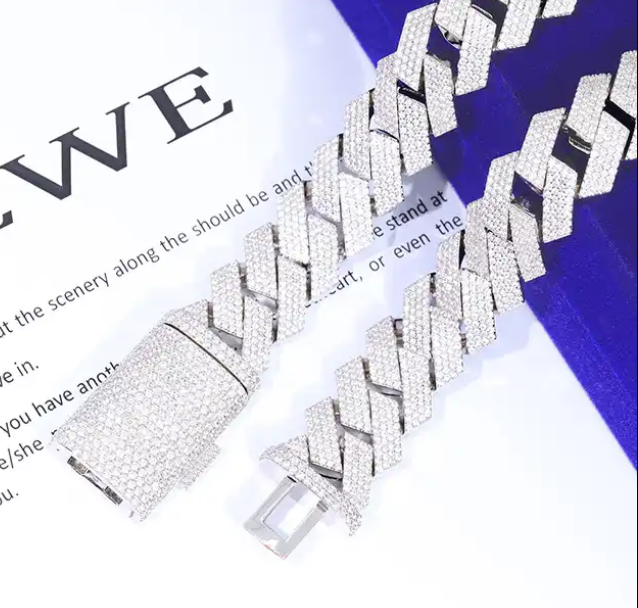 4 Row 20MM Cuban Link Chain VVS1 Moissanite Diamonds