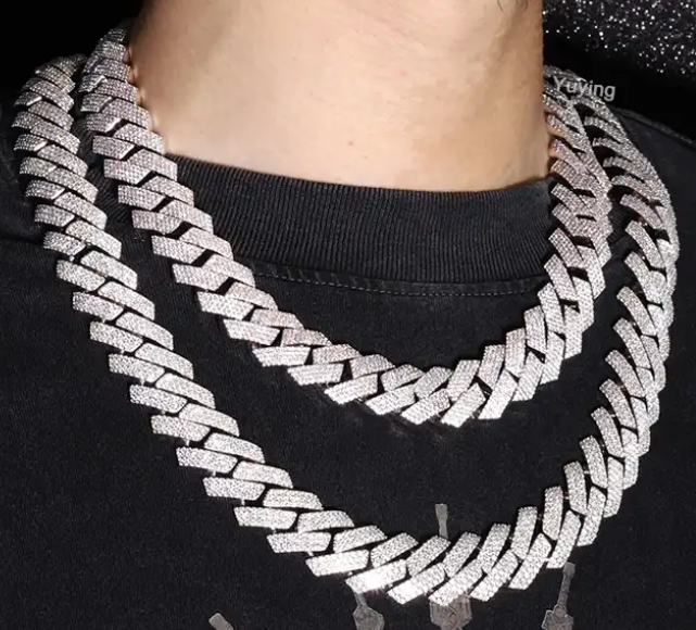 4 Row 20MM Cuban Link Chain VVS1 Moissanite Diamonds