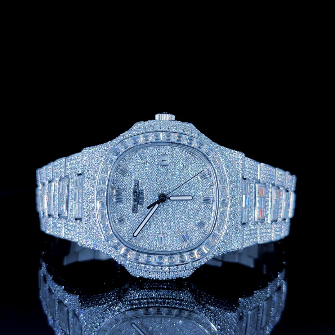 Patek with baguette and round
All VVS D Moissanite diamond
All pass diamond tester