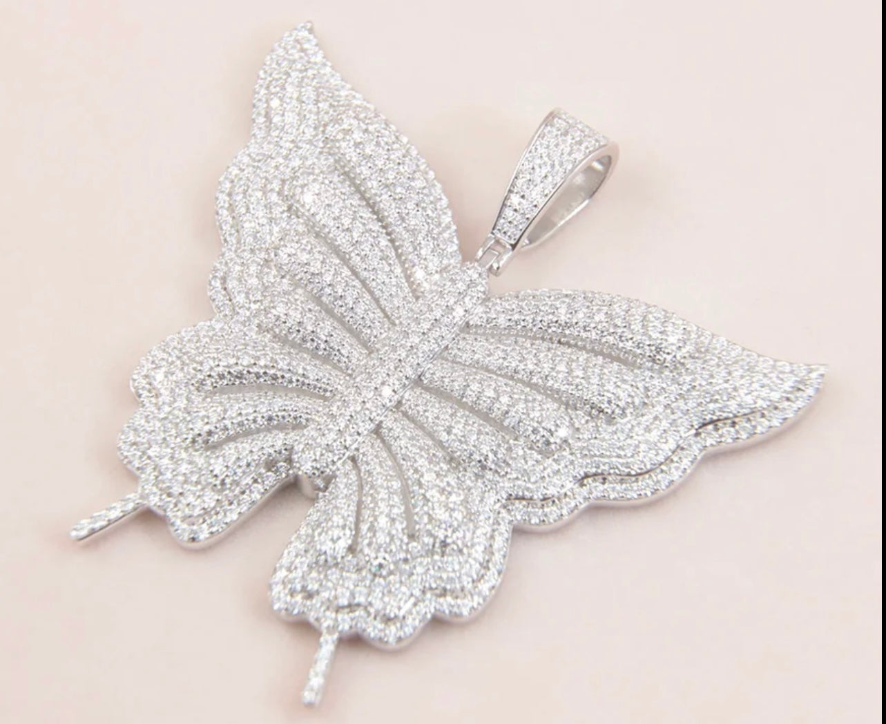 Beautiful butterfly pendant VVS D Moissanite (engrave meant on back of pendant available for extra cost) 