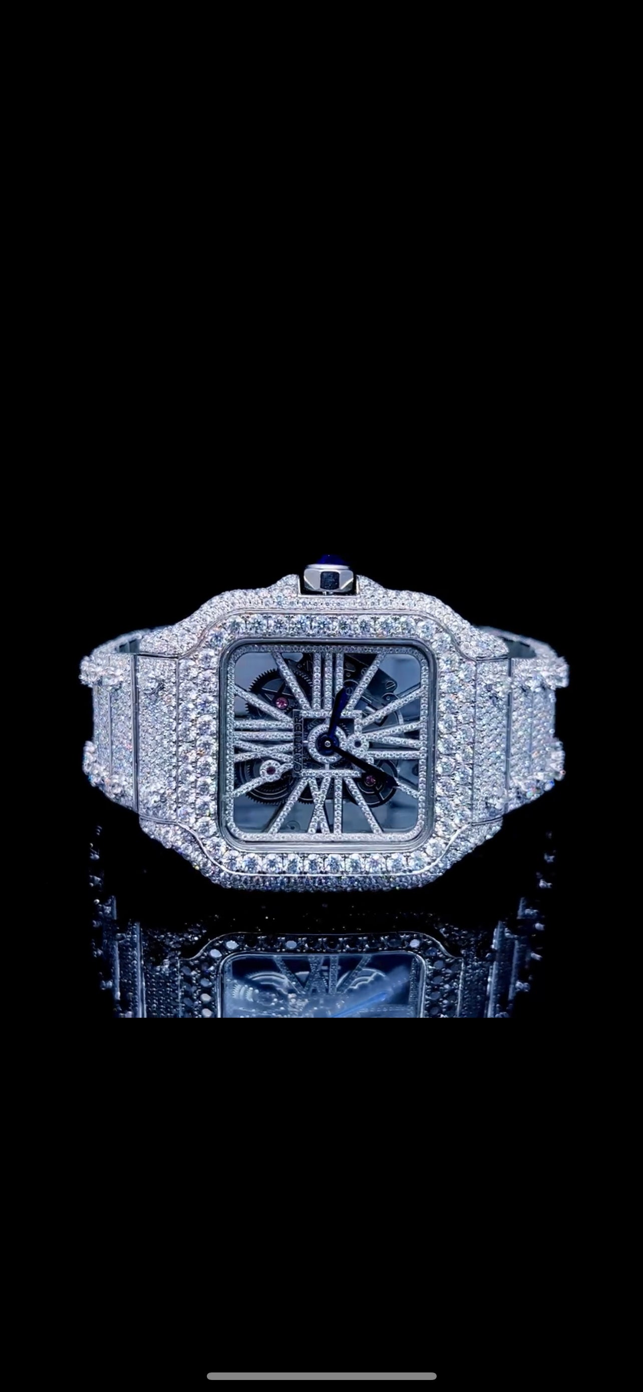 Flawless D color Moissanite Cartier Santos