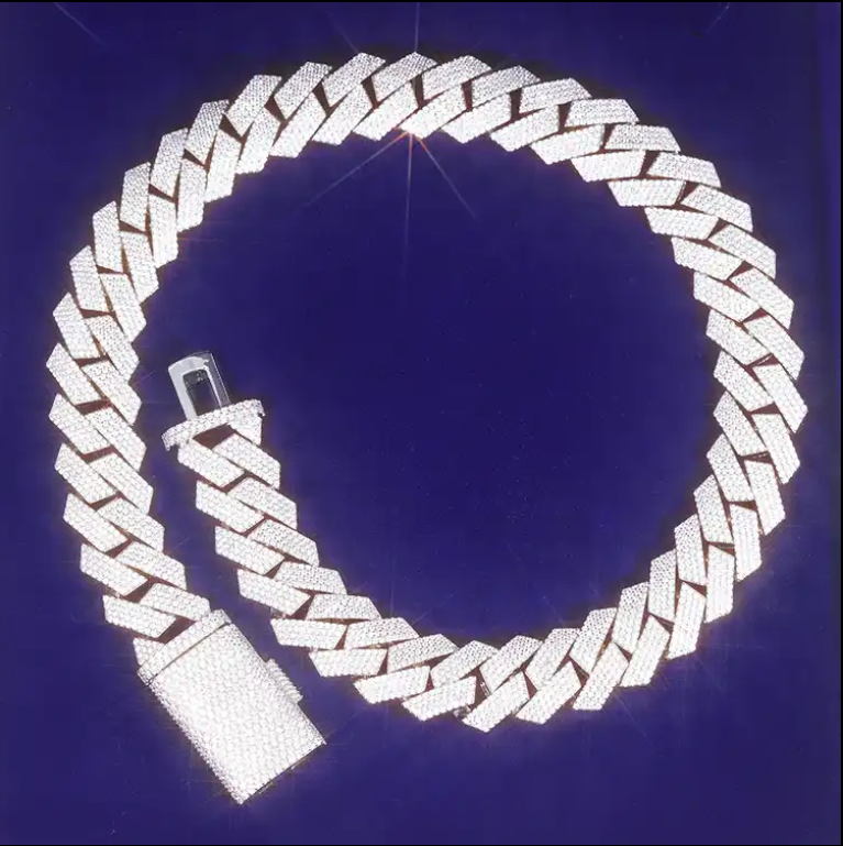 4 Row 20MM Cuban Link Chain VVS1 Moissanite Diamonds