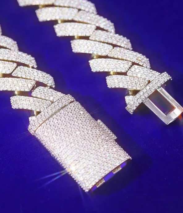 Moissanite VVS1 D 20MM Baguette Moissanite Cuban Link Chain/Bracelet