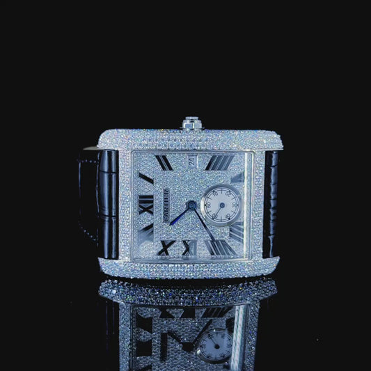 Cartier Tank VVS D Moissanite black band